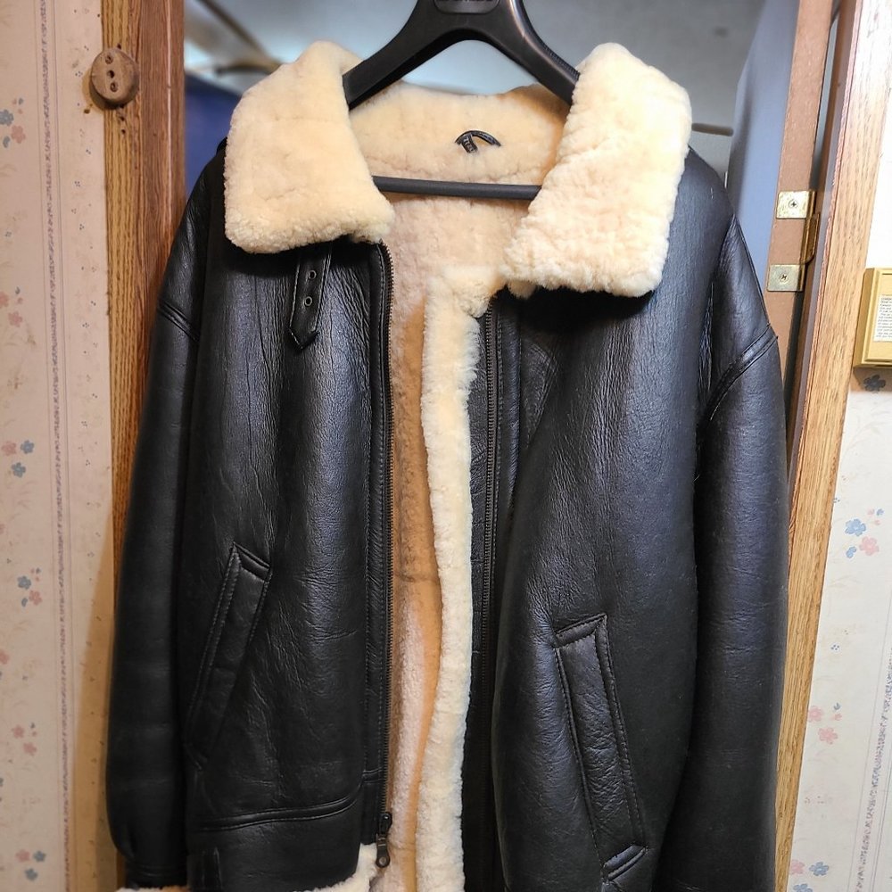 Sheepskin Bomber Jacket, USAF Type G-8 Style,Men's Size XL